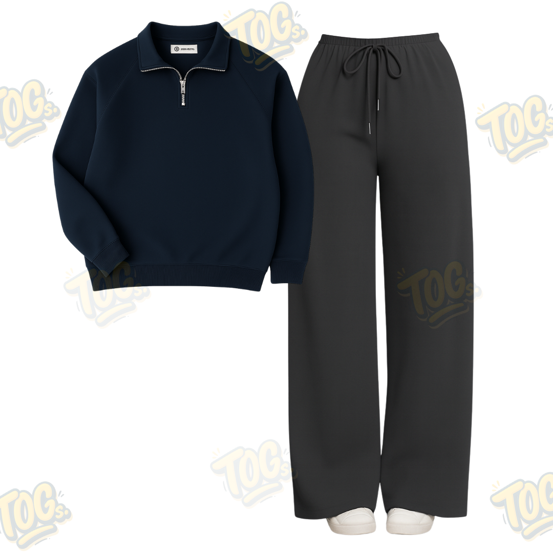 Straight Leg Trouser With Oversized Mockneck