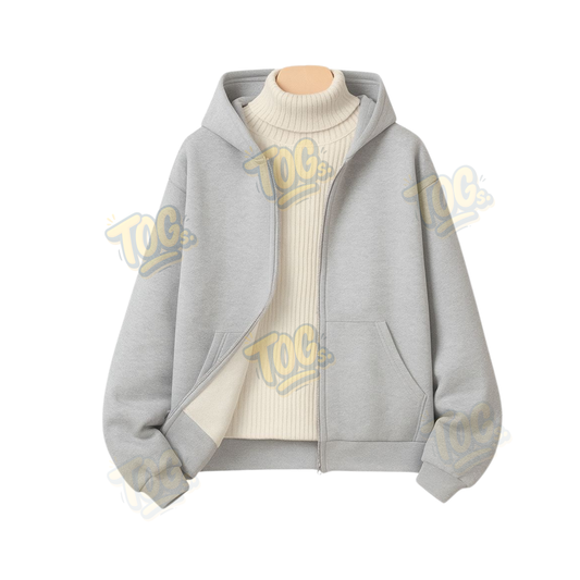 Light Grey Zipper With Highneck