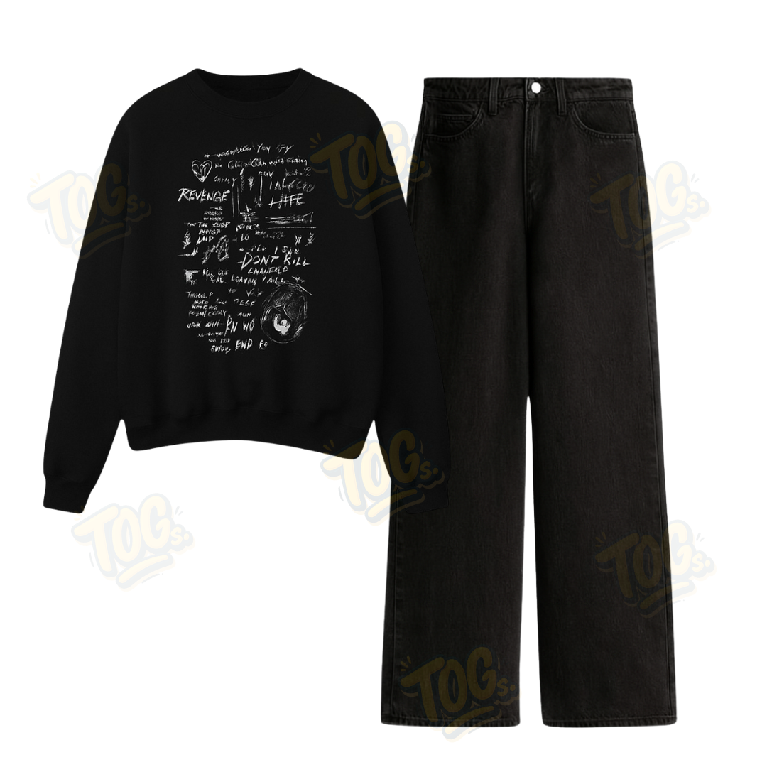 Baggy Jeans With Mix Feeling Sweatshirt