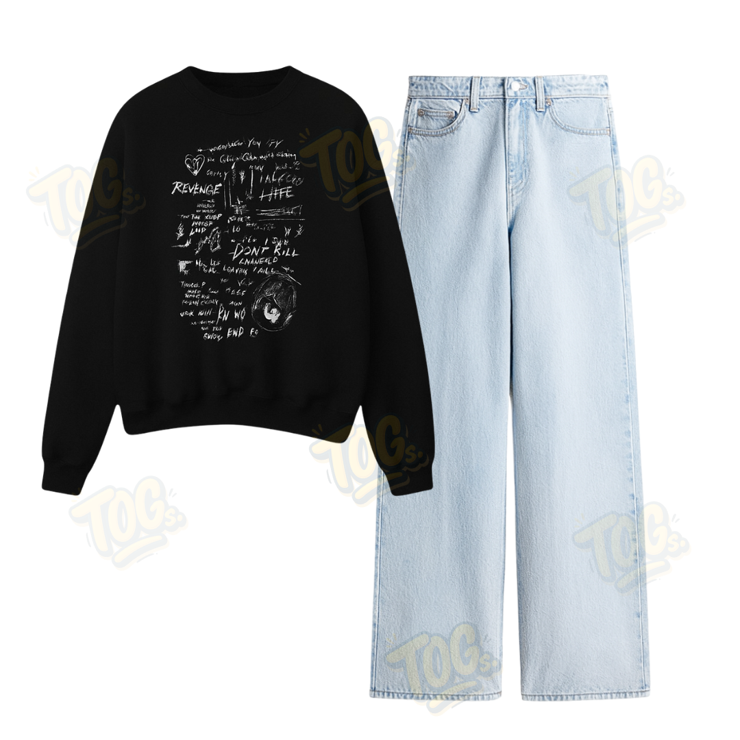 Baggy Jeans With Mix Feeling Sweatshirt