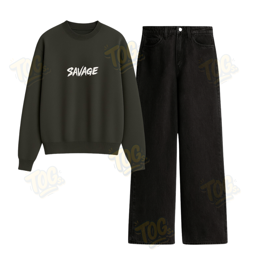 Baggy Jeans With Savage Sweatshirt