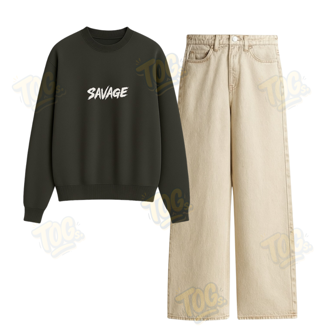 Baggy Jeans With Savage Sweatshirt