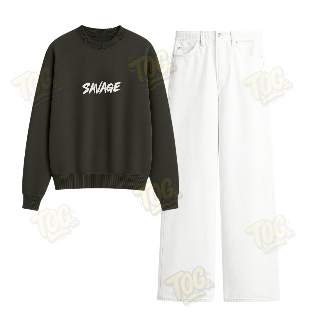 Baggy Jeans With Savage Sweatshirt