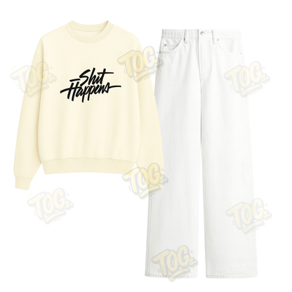 Baggy Jeans With Shit happens Sweatshirt