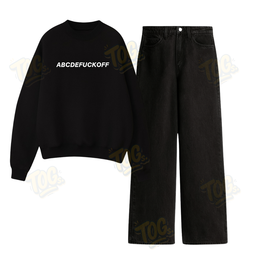 Baggy Jeans With ABCDEF Sweatshirt