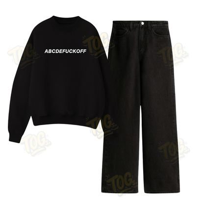 Baggy Jeans With ABCDEF Sweatshirt