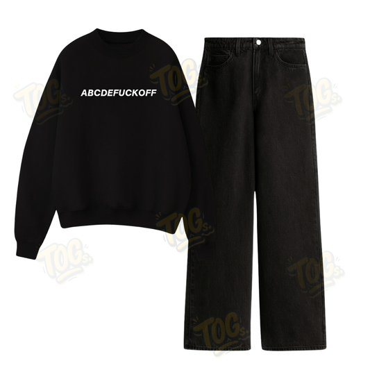 Baggy Jeans With ABCDEF Sweatshirt