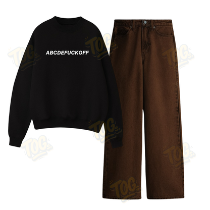 Baggy Jeans With ABCDEF Sweatshirt