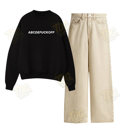 Baggy Jeans With ABCDEF Sweatshirt