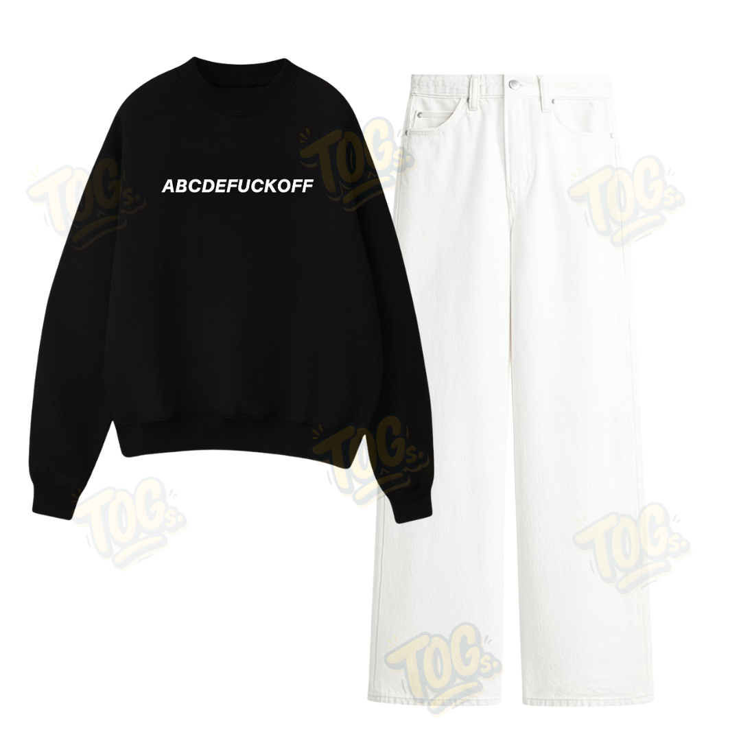 Baggy Jeans With ABCDEF Sweatshirt