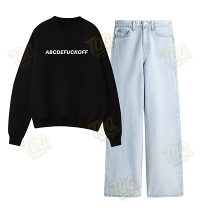 Baggy Jeans With ABCDEF Sweatshirt