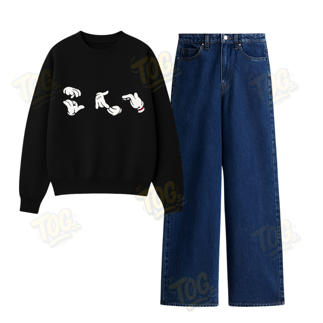 Baggy Jeans With Hatin Rolling Sweatshirt