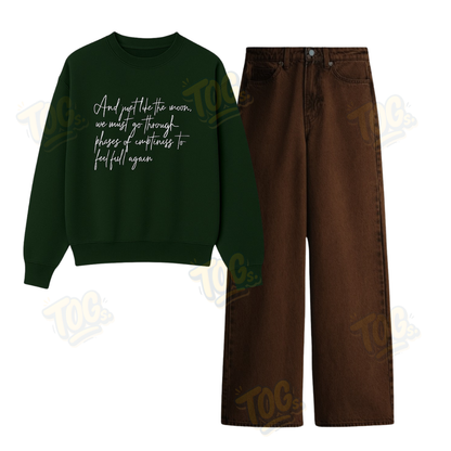 Baggy Jeans With Phases Of Moon Sweatshirt