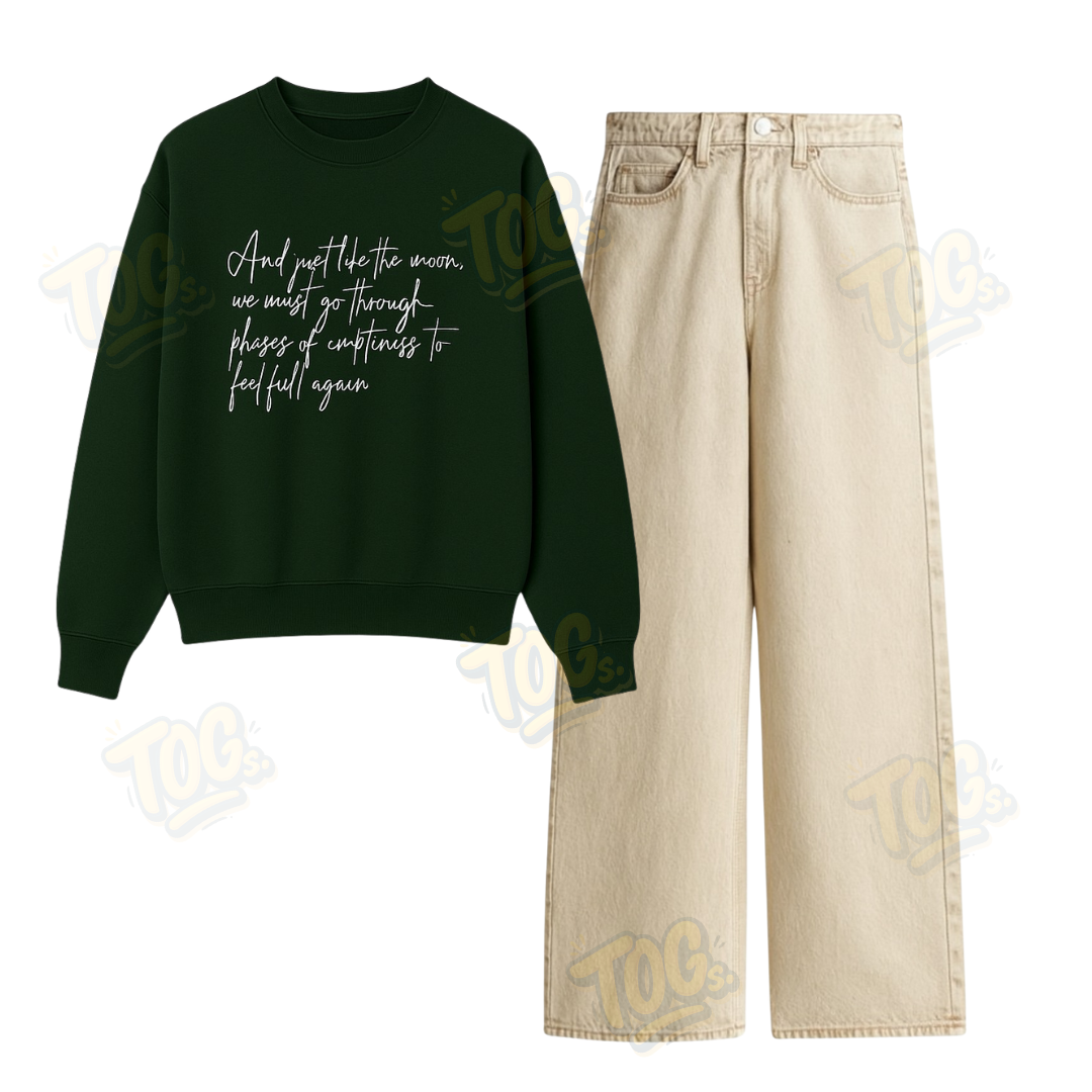 Baggy Jeans With Phases Of Moon Sweatshirt