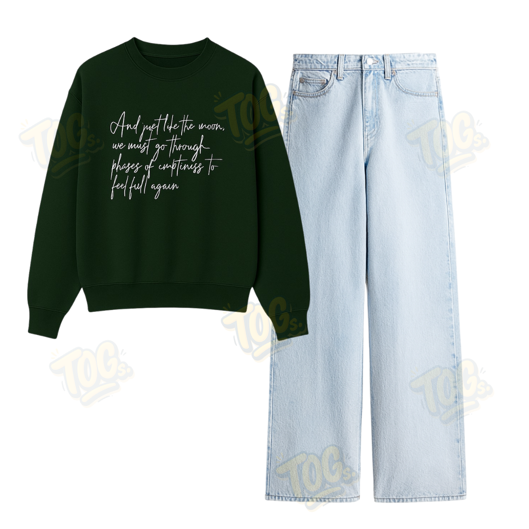 Baggy Jeans With Phases Of Moon Sweatshirt