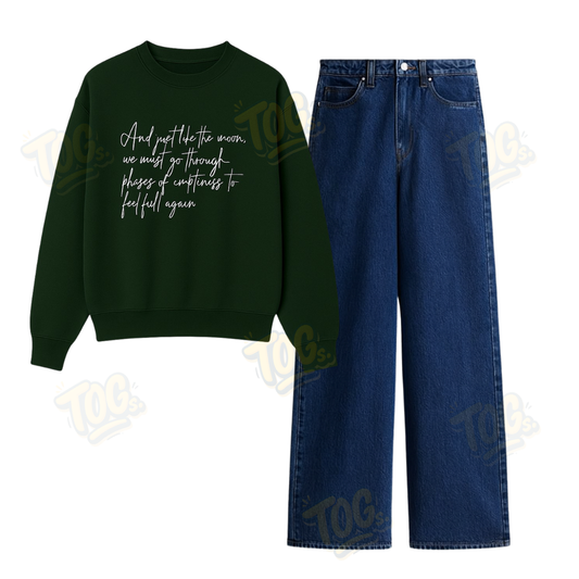 Baggy Jeans With Phases Of Moon Sweatshirt