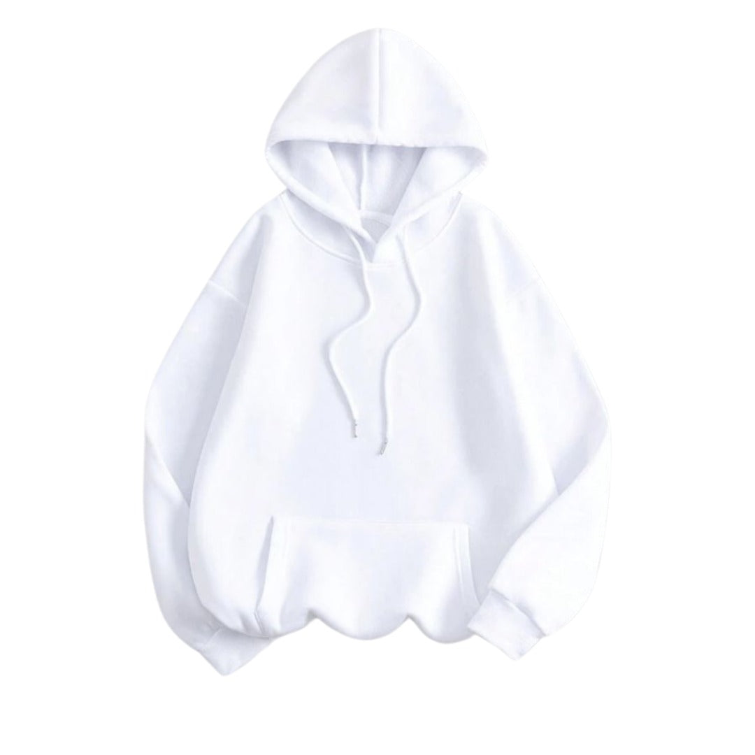 White Drop Shoulder Hoodies