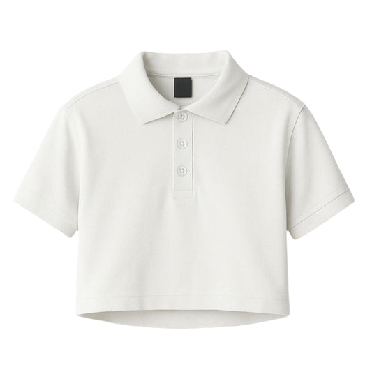 White Crop Polo