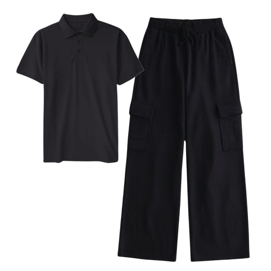 Black Polo With Black Cargo