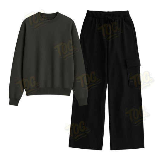 Straight Leg Cargo With Oversized Sweatshirt