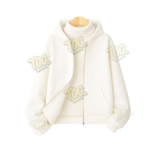 White Zipper With Highneck