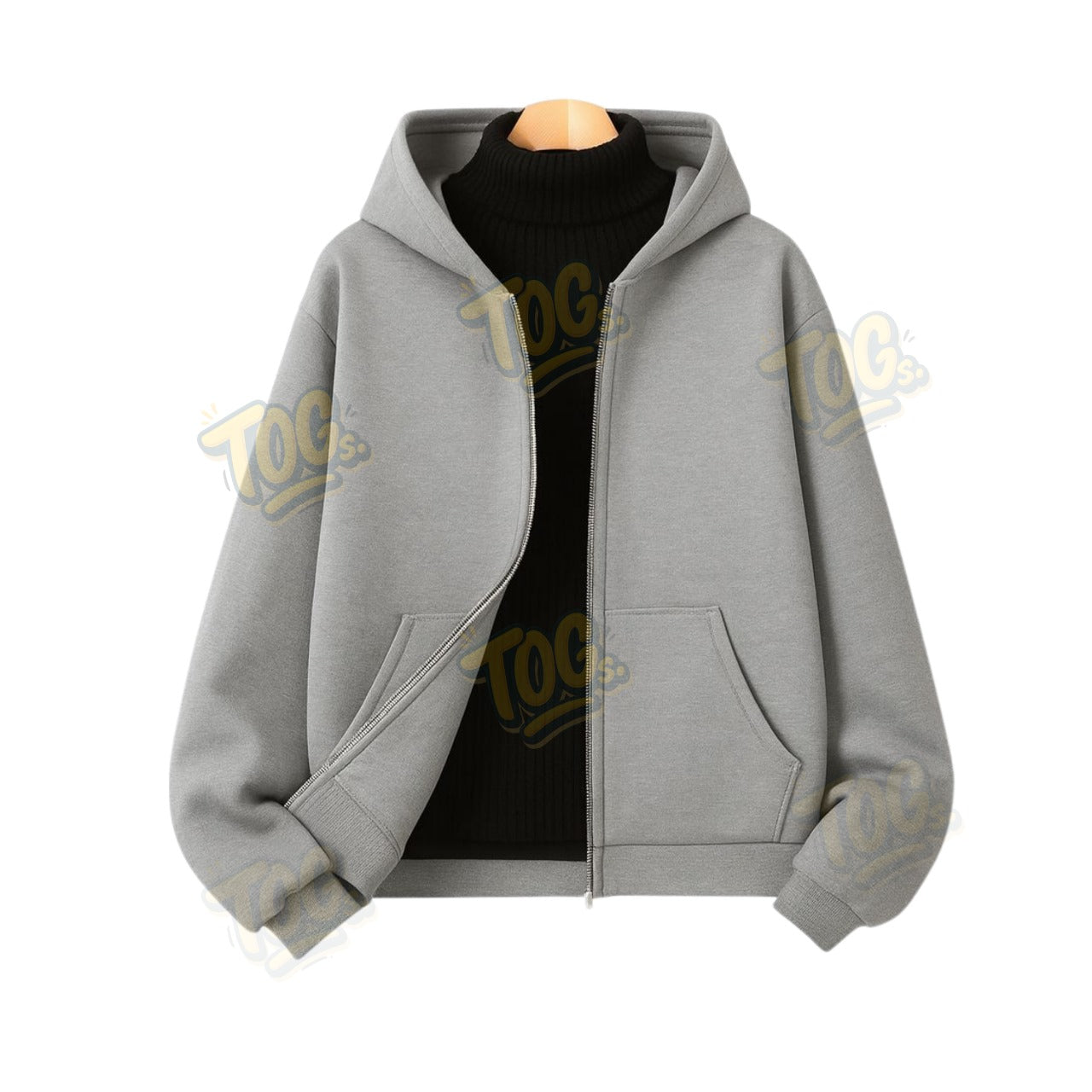 Light Grey Zipper With Highneck