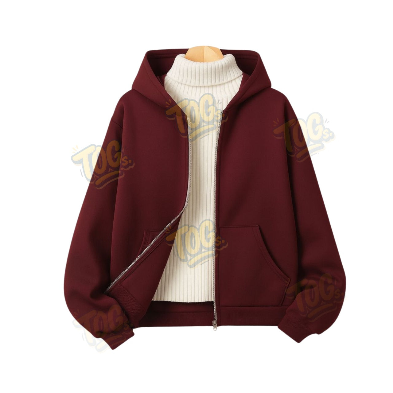 Maroon Zipper With Highneck