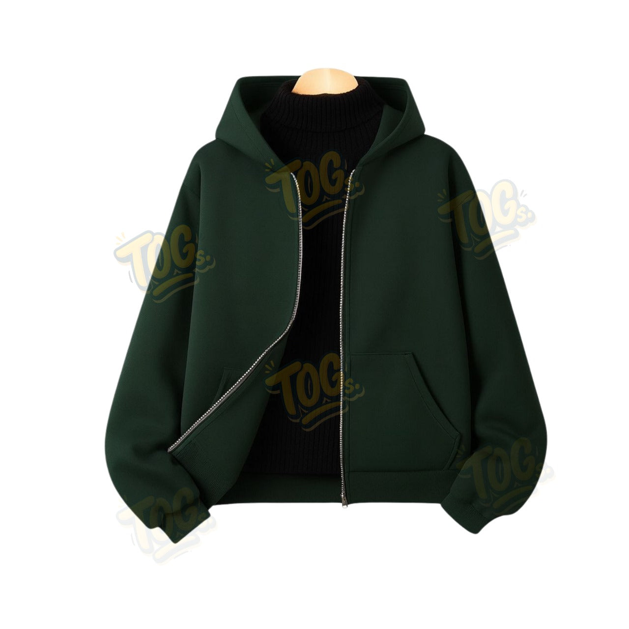Dark Green Zipper With Highneck
