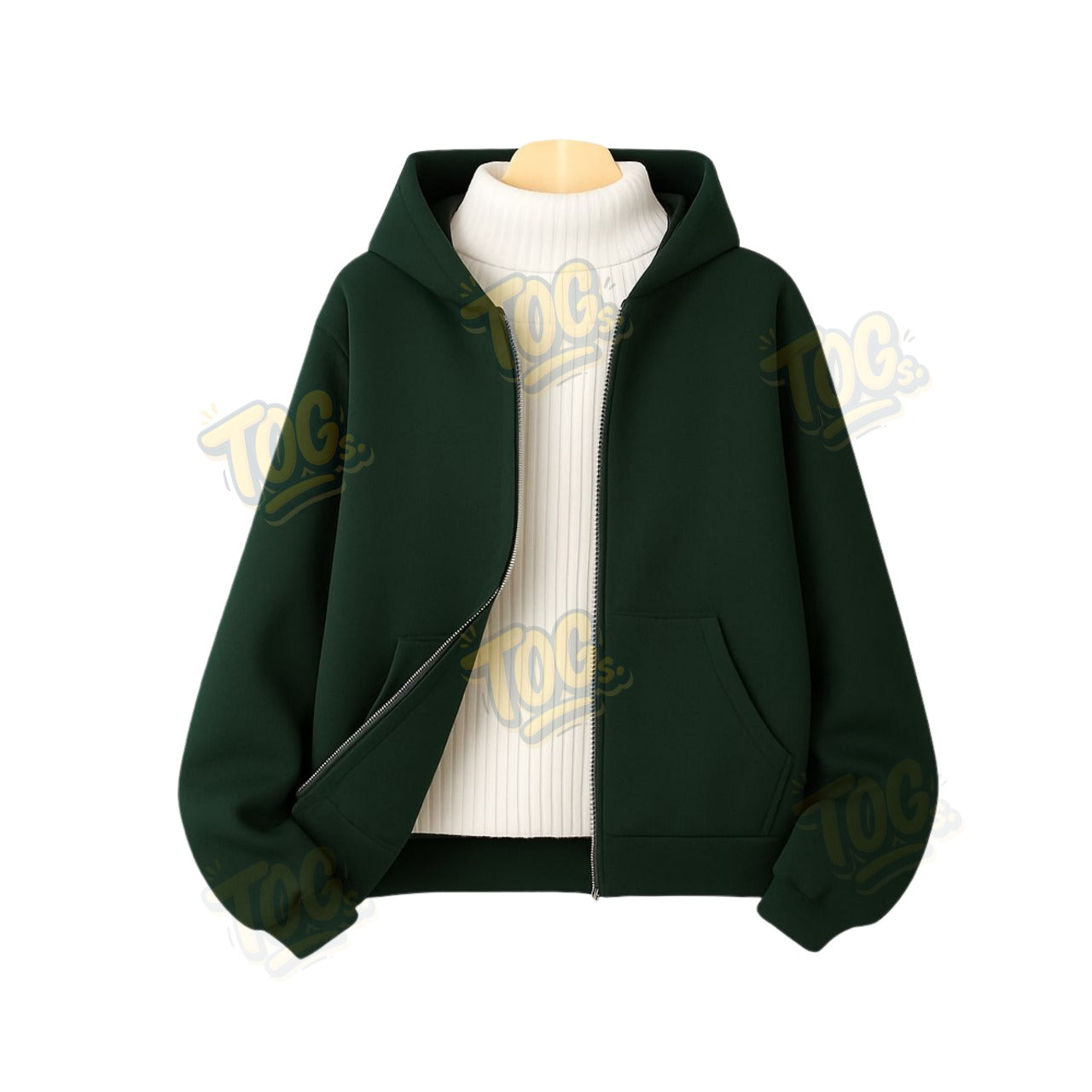 Dark Green Zipper With Highneck