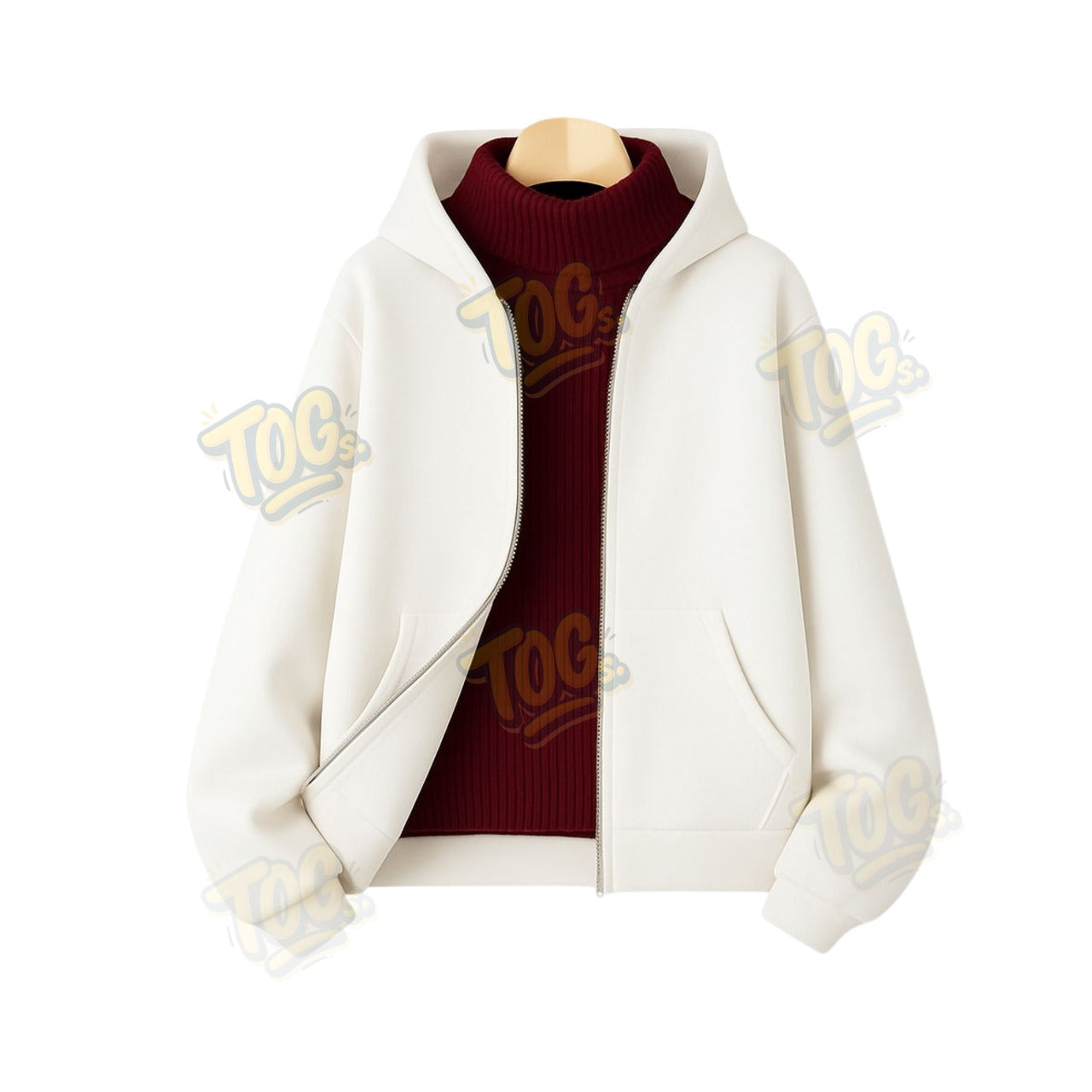 White Zipper With Highneck
